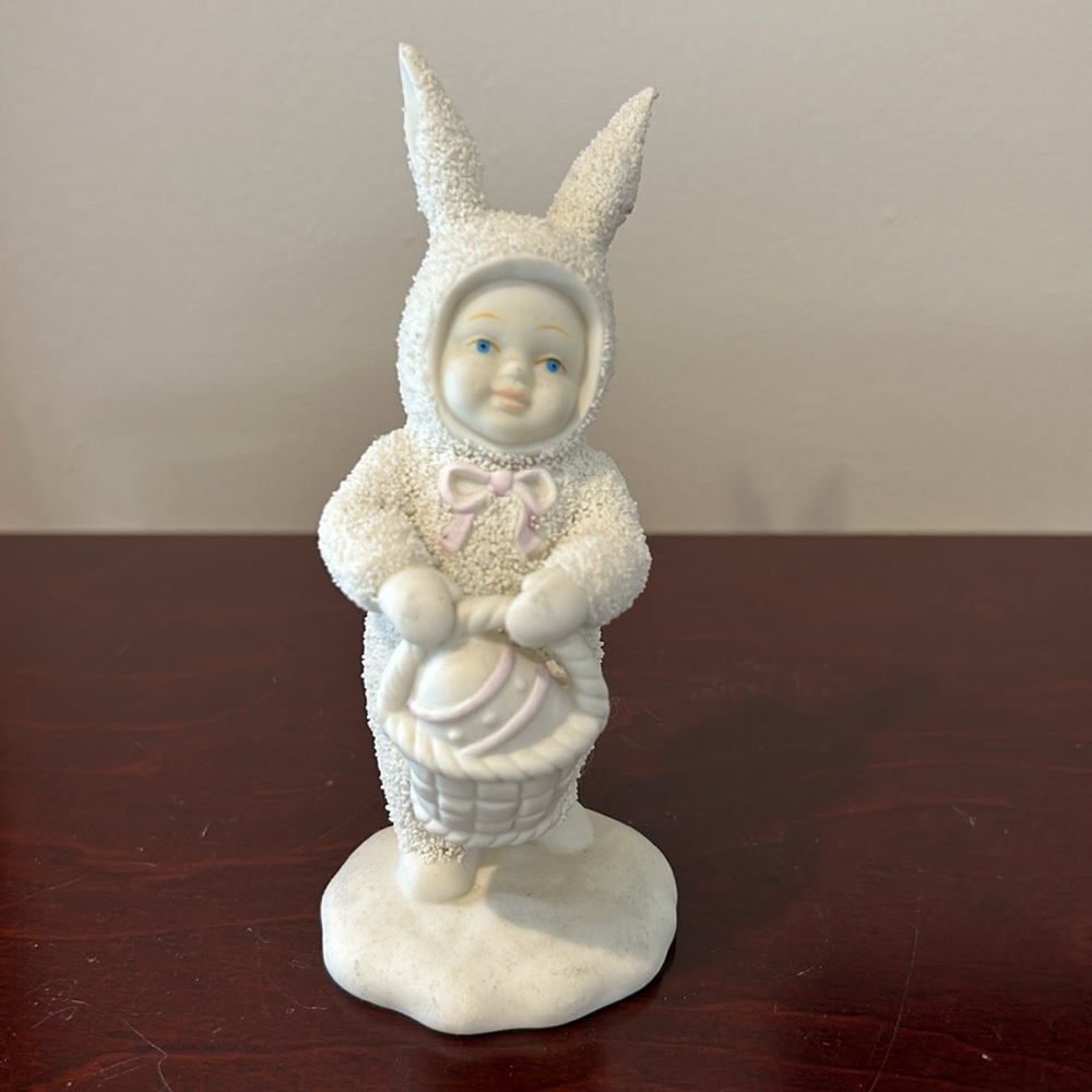 Dept 56 Snowbabies Snow Bunny Figurine 1994 Vintage Easter Bunny Basket